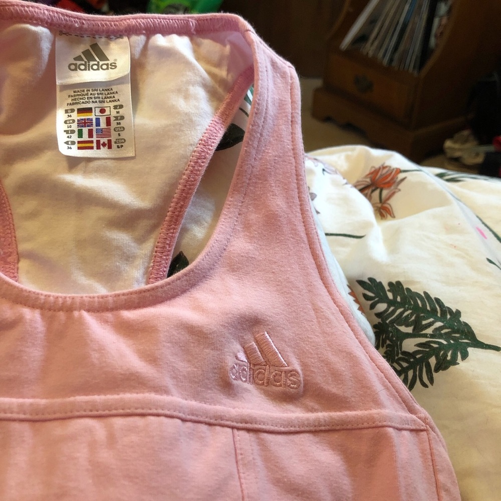 Baby pink adidas tank top